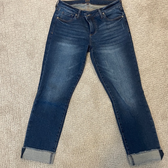 Kut Frayed Hem Distressed Boyfriend Jeans, 8, NWOT, Mid-Rise, Relaxed Fit - Picture 1 of 9